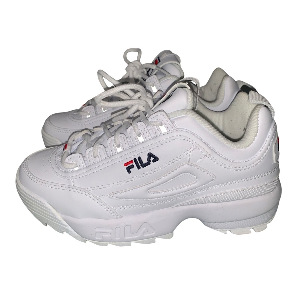 Kids Fila White Sneakers - Picture 1 of 8